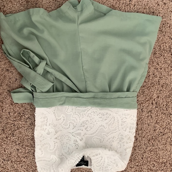 Sage green and white Romper. - Picture 6 of 6